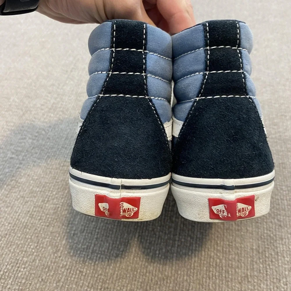Vans Sk8-Hi Shoes Mens Size 6 Blue Suede‎ High Top Skate Sneakers Athletic